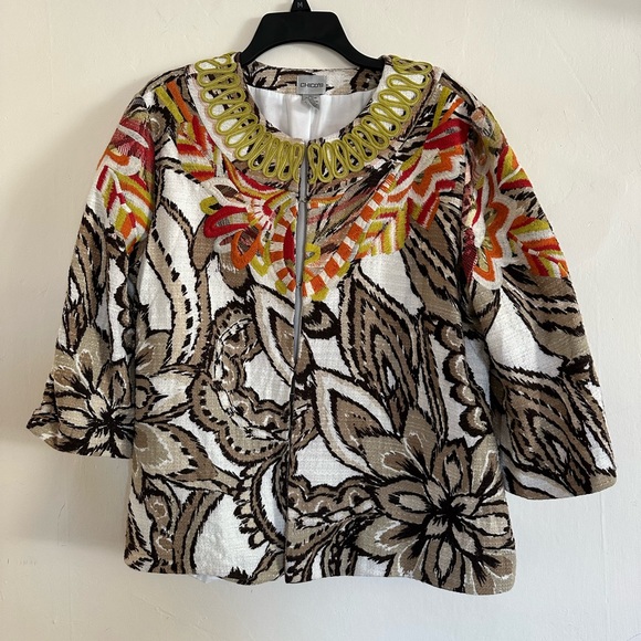 Chico's Jackets & Blazers - Chico's Odina Multicolor Jacket Size 3 Chico's Embroidered Floral Jacket